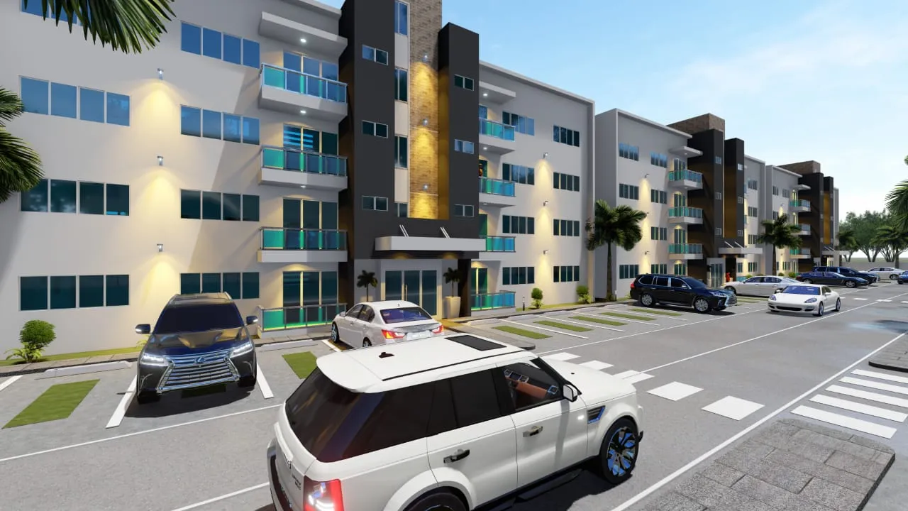 Fachada del residencial Venecia III, apartamentos construidos por Constructora de las Américas en Santiago de los Caballeros